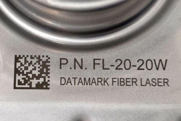 Crisp text and data matrix code marking on aluminum