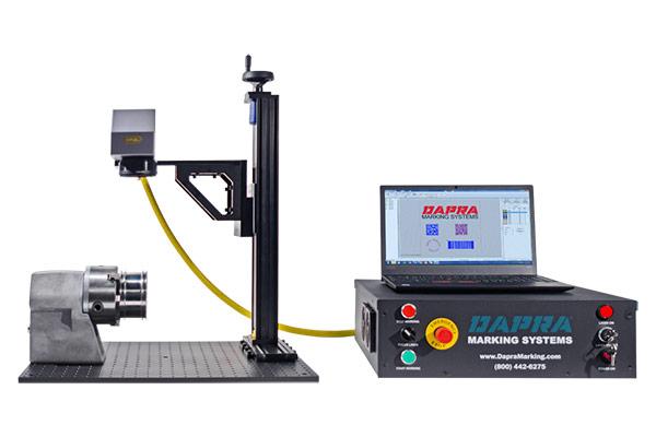 Open-style laser part marking workstation with optional rotary